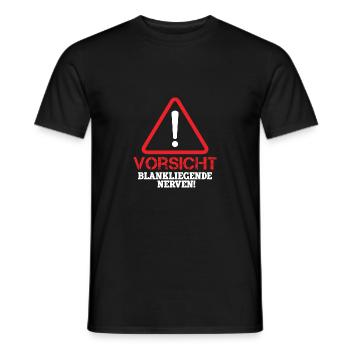 Vorsicht Blankliegende Nerven Lustiger Spruch Witz - Männer T-Shirt - Schwarz - Vorne - AI Model Male 178 light (178cm)