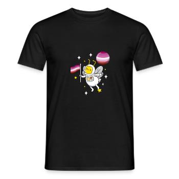 Abeille dans l’espace Lesbian Pride - T-shirt homme - noir - Devant - AI Model Male 178 light (178cm)