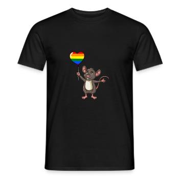 Souris Herzballon LGBT Gay Pride - T-shirt homme - noir - Devant - AI Model Male 178 light (178cm)