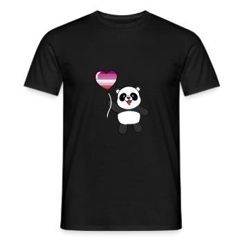 Panda Lesbian Herzballon - T-shirt homme - noir - Devant - AI Model Male 178 light (178cm)