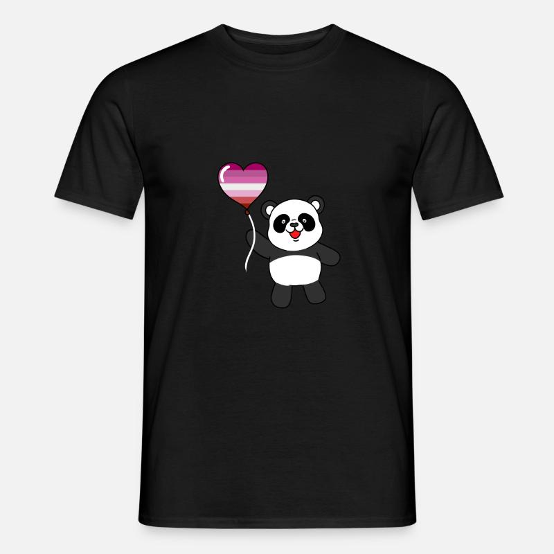 Panda Lesbian Herzballon - Männer T-Shirt - Schwarz