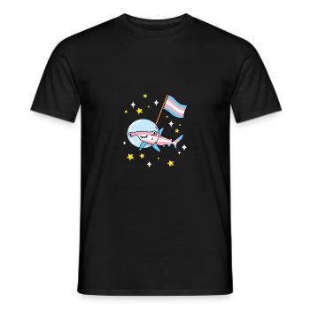 Trans Pride Hammerhai im Weltraum - Männer T-Shirt - Schwarz - Vorne - AI Model Male 178 light (178cm)