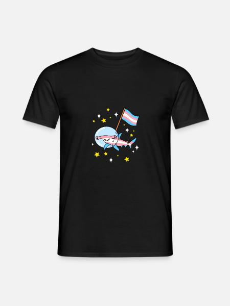 Trans Pride Hammerhai im Weltraum - Männer T-Shirt - Schwarz
