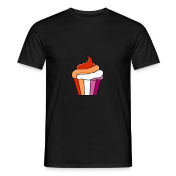 Lesbischer Cupcake Orange Pink Lesbian Pride - Men's T-Shirt - black - Front - AI Model Male 178 light (178cm)