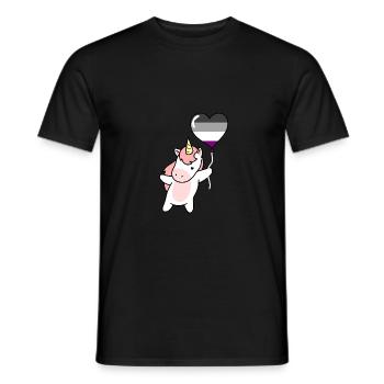 Unicorn Heart Balloon Asexual Pride - Men's T-Shirt - black - Front - AI Model Male 178 light (178cm)