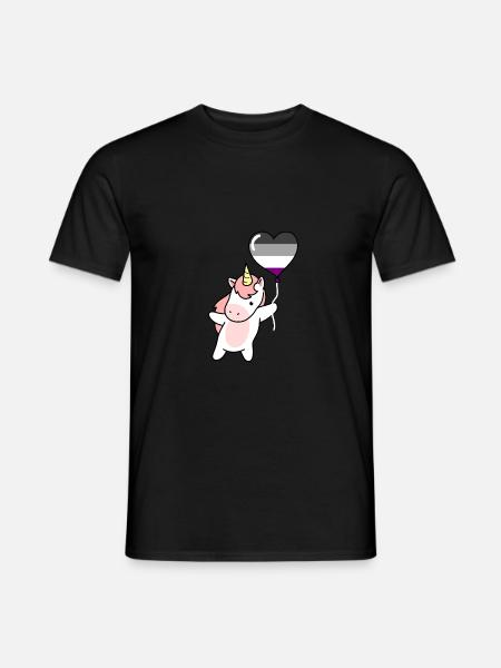 Einhorn Herzballon Asexual Pride - Männer T-Shirt - Schwarz