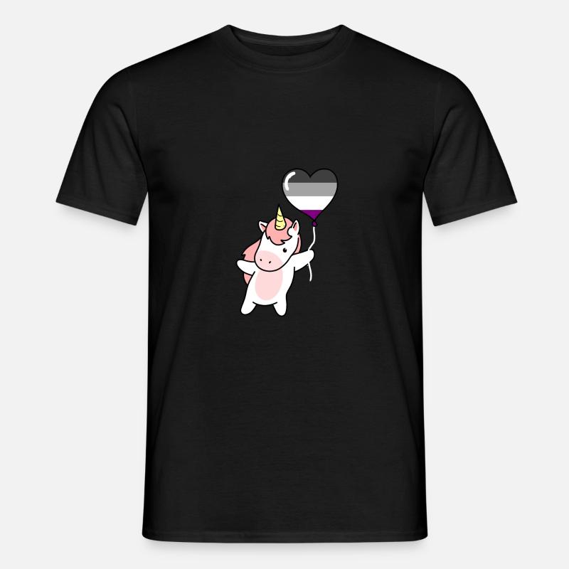 Einhorn Herzballon Asexual Pride - Männer T-Shirt - Schwarz