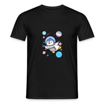 Transgender Pinguin im Weltraum - Männer T-Shirt - Schwarz - Vorne - AI Model Male 178 light (178cm)
