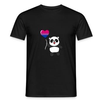 Panda Bisexual Pride Heart Balloon - Men's T-Shirt - black - Front - AI Model Male 178 light (178cm)
