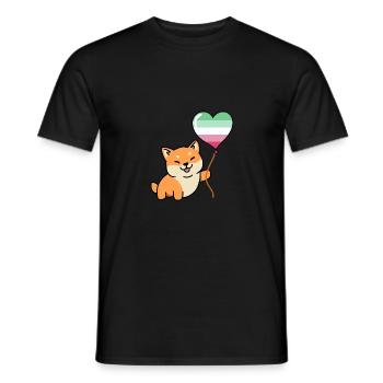 Ballon de fierté abrosexual Shiba Inu - T-shirt homme - noir - Devant - AI Model Male 178 light (178cm)