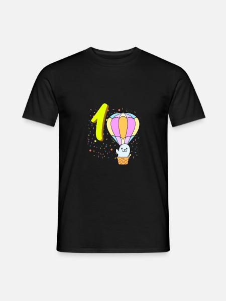 1 Jahr Alt Luftballon Robbe Geburtstag - Männer T-Shirt - Schwarz
