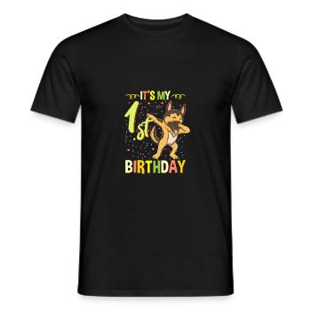 C’est mon 1er anniversaire Dabbing Berger allemand - T-shirt homme - noir - Devant - AI Model Male 178 light (178cm)