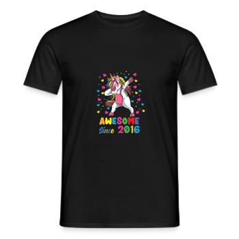 Awesome Since 2016 Dabbing Unicorn 6. Geburtstag - Männer T-Shirt - Schwarz - Vorne - AI Model Male 178 light (178cm)