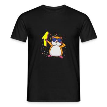1 Year Old Dabbing Hamster Birthday - Men's T-Shirt - black - Front - AI Model Male 178 light (178cm)