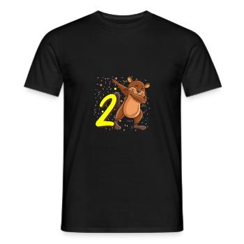 2 years old beaver animal birthday - Men's T-Shirt - black - Front - AI Model Male 178 light (178cm)