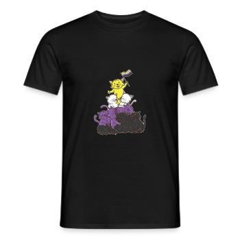 Non-binary cats Non-binary pride - Men's T-Shirt - black - Front - AI Model Male 178 light (178cm)