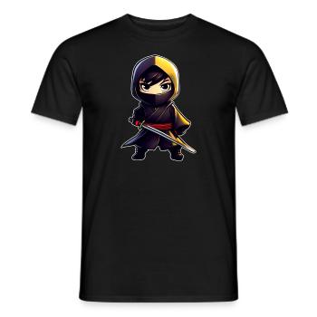 Niedlicher kleiner Ninja mit Katana Schwert - Männer T-Shirt - Schwarz - Vorne - AI Model Male 178 light (178cm)