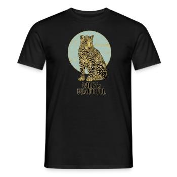 Leopard. Wild is Beautiful - Men's T-Shirt - black - Front - AI Model Male 178 light (178cm)