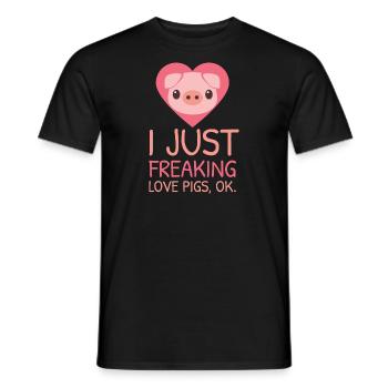 I Just Freaking Love Pigs | Rosa Schweinchen Oink - Männer T-Shirt - Schwarz - Vorne - AI Model Male 178 light (178cm)