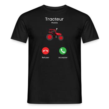 appel du tracteur - T-shirt homme - noir - Devant - AI Model Male 178 light (178cm)