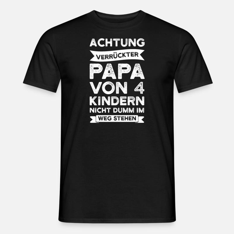 Papa 4 Kinder Vater Geschenk - Männer T-Shirt - Schwarz