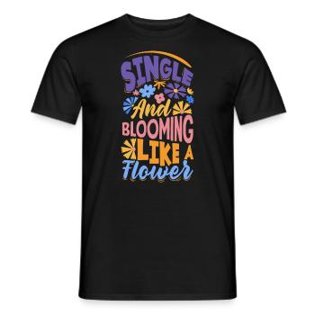 Célibataire et épanoui comme une fleur - T-shirt homme - noir - Devant - AI Model Male 178 light (178cm)