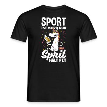 Sport ist Mord nur Sprit hält fit Biertrinker & - Männer T-Shirt - Schwarz - Vorne - AI Model Male 178 light (178cm)