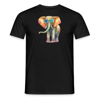 Colorful cool elephant with sunglasses - Men's T-Shirt - black - Front - AI Model Male 178 light (178cm)