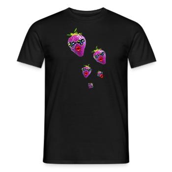Erdbeere, pink, popart, kunst,artwork,nerd, comic - Männer T-Shirt - Schwarz - Vorne - AI Model Male 178 light (178cm)