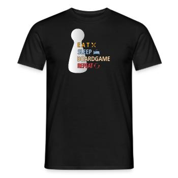 Eat sleep boardgame repeat - Men's T-Shirt - black - Front - AI Model Male 178 light (178cm)
