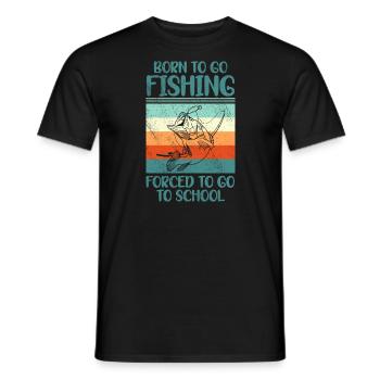 Angeln Né pour aller à la pêche Forcé d’aller à l’école - T-shirt homme - noir - Devant - AI Model Male 178 light (178cm)