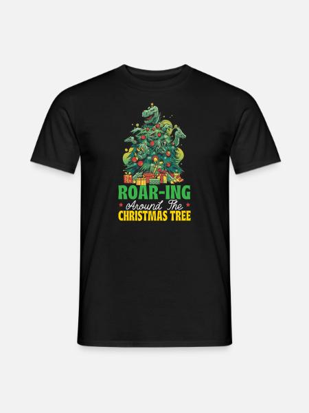 Dinosaur juletre, julenissen, - T-skjorte herre - svart