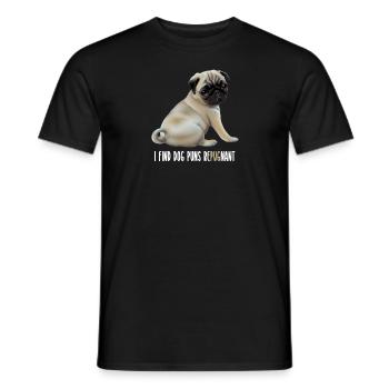 Je trouve chien jeu de mots répugnant t-shirt avec chiot carlin - T-shirt homme - noir - Devant - AI Model Male 178 light (178cm)