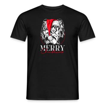 Santa Papillon Merry Christmas Hunde Hund Wilsigns - Männer T-Shirt - Schwarz - Vorne - AI Model Male 178 light (178cm)