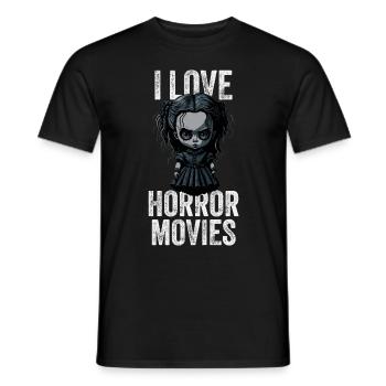 I love Horror Movies - Doll Comic Illustration - Men's T-Shirt - black - Front - AI Model Male 178 light (178cm)