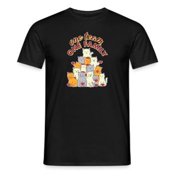 team family cat coffee work colleagues party - Men's T-Shirt - black - Front - AI Model Male 178 light (178cm)