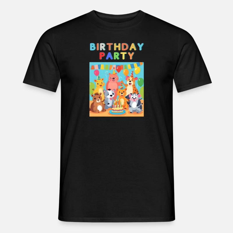 Geburtstagsfeier der Tiere - Männer T-Shirt - Schwarz