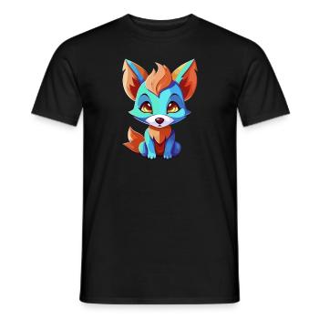 Orange Blue Fantasy Fox - Men's T-Shirt - black - Front - AI Model Male 178 light (178cm)
