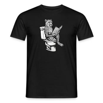 Guépard de lecture sur les toilettes dans un style vintage - T-shirt homme - noir - Devant - AI Model Male 178 light (178cm)