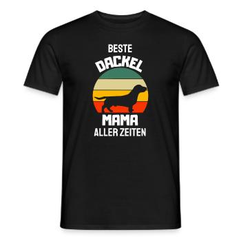Retro Dackel Mama - Männer T-Shirt - Schwarz - Vorne - AI Model Male 178 light (178cm)
