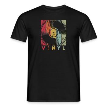Vinyl retro old school used look Schallplatte - Männer T-Shirt - Schwarz - Vorne - AI Model Male 178 light (178cm)