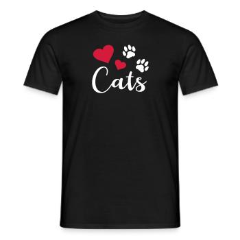 Cat Love Paw Heart Cat Paw Cat Lover - Men's T-Shirt - black - Front - AI Model Male 178 light (178cm)
