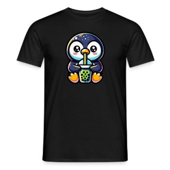 Bubble Tea Penguin Boba Tea Kawaii Geschenk - Männer T-Shirt - Schwarz - Vorne - AI Model Male 178 light (178cm)