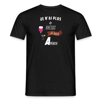 Je n'ai plus de rhésus je suis A péritif - Apéro - T-shirt homme - noir - Devant - AI Model Male 178 light (178cm)