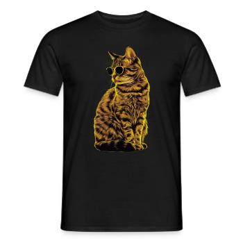 Sonnenbrill für Europäische Kurzhaarkatze Geschenk - Männer T-Shirt - Schwarz - Vorne - AI Model Male 178 light (178cm)