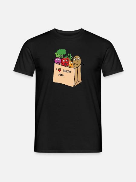 I love healthy Food - Männer T-Shirt - Schwarz