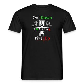 Motorrad Gänge Schaltung 1N23456 - Männer T-Shirt - Schwarz - Vorne - AI Model Male 178 light (178cm)