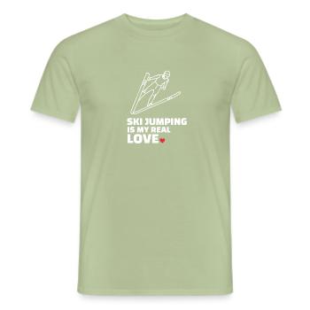 I love ski jumping - Men's T-Shirt - sage - Front - AI Model Male 178 light (178cm)