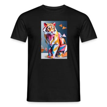 Origami Tiger - Männer T-Shirt - Schwarz - Vorne - AI Model Male 178 light (178cm)
