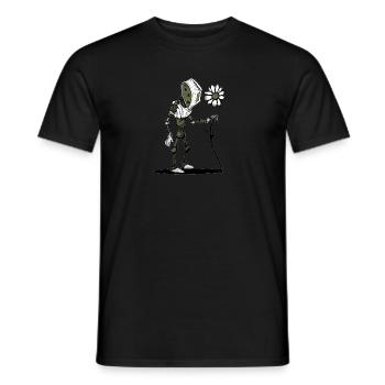 Robot avec fleur - T-shirt homme - noir - Devant - AI Model Male 178 light (178cm)